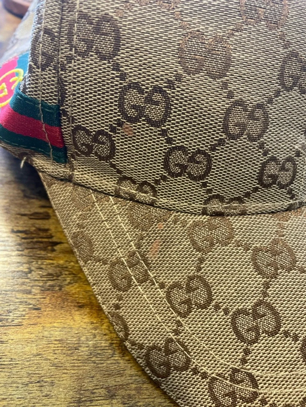 Gucci Brown GG Monogram Baseball Cap with Green-Red Web - Picture 5 of 5
